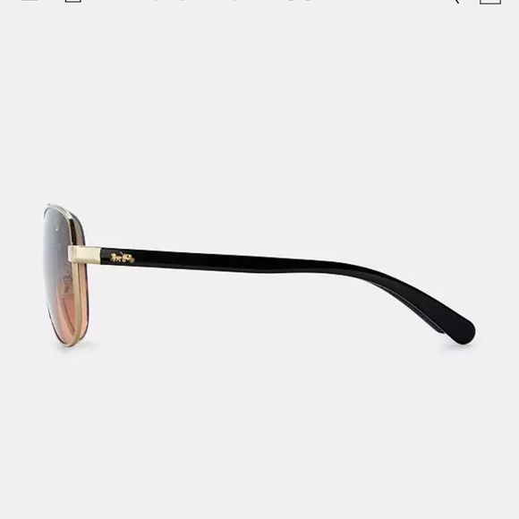 COACH Horse and Carriage Pilot Sunglasses Light Gold and Black NWT - Picture 7 of 7